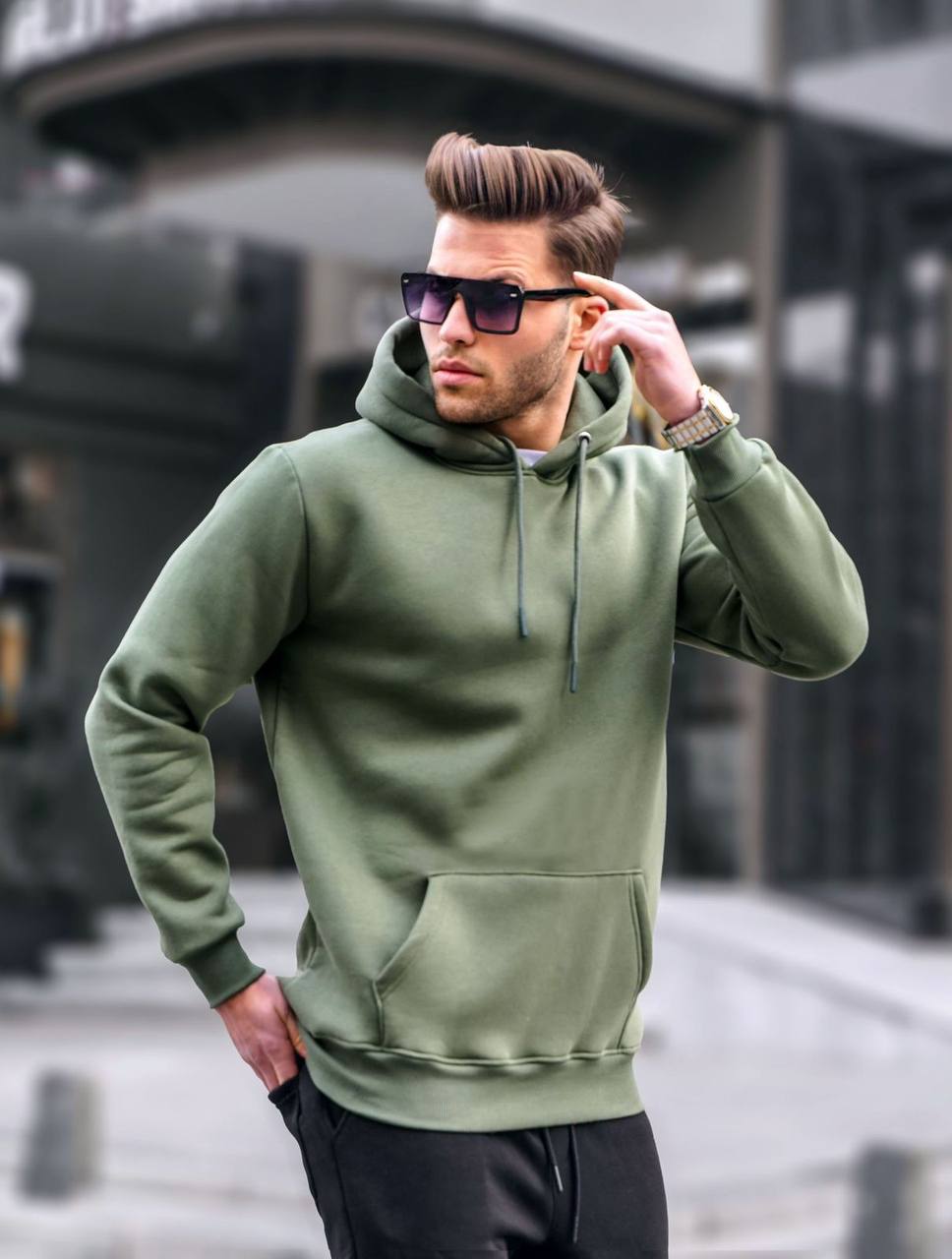 Neu in der Saison: Mens Insulated Hoodie Khaki Fleece Sweatshirt - Komfort und Style in einem Look!