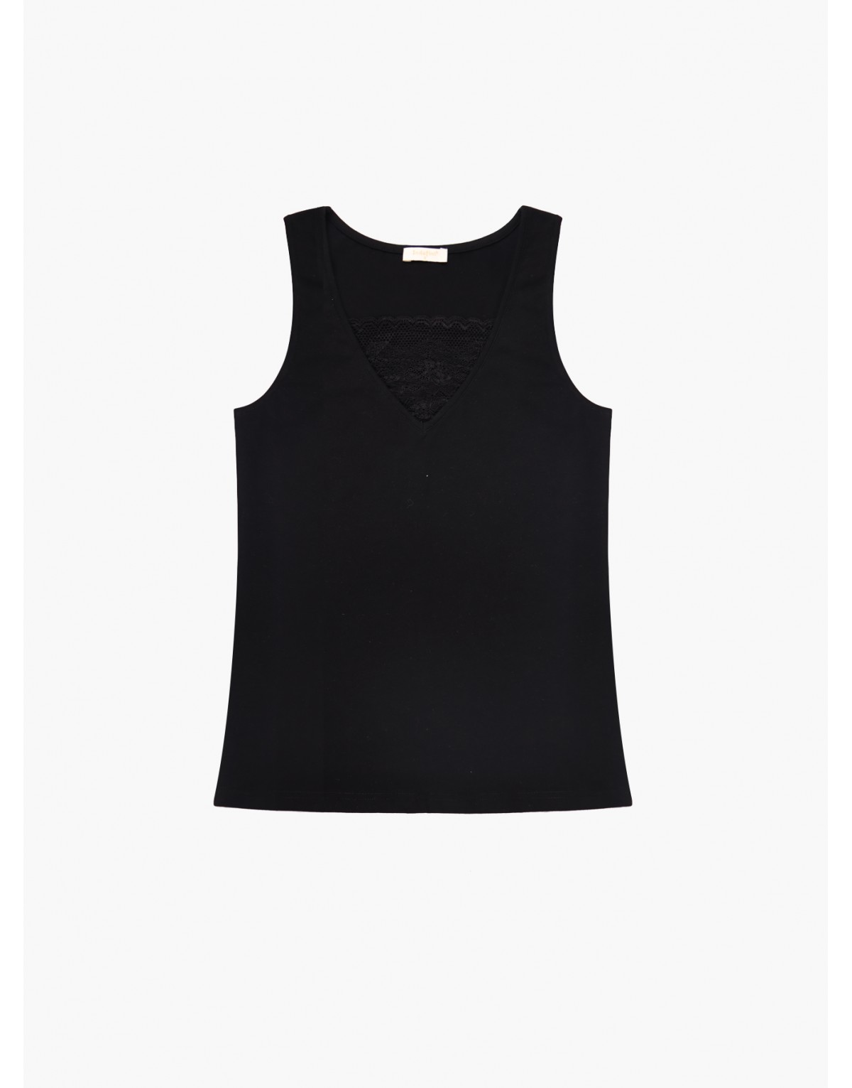 Raffinierte Eleganz: T-Shirt-Oberteil aus schwarzer Baumwollspitze